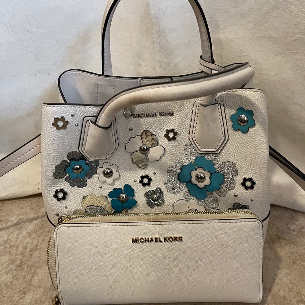 Michael Kors white floral handbag